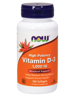 NOW Vitamin D-3 1000 IU High Potency 180 Softgels