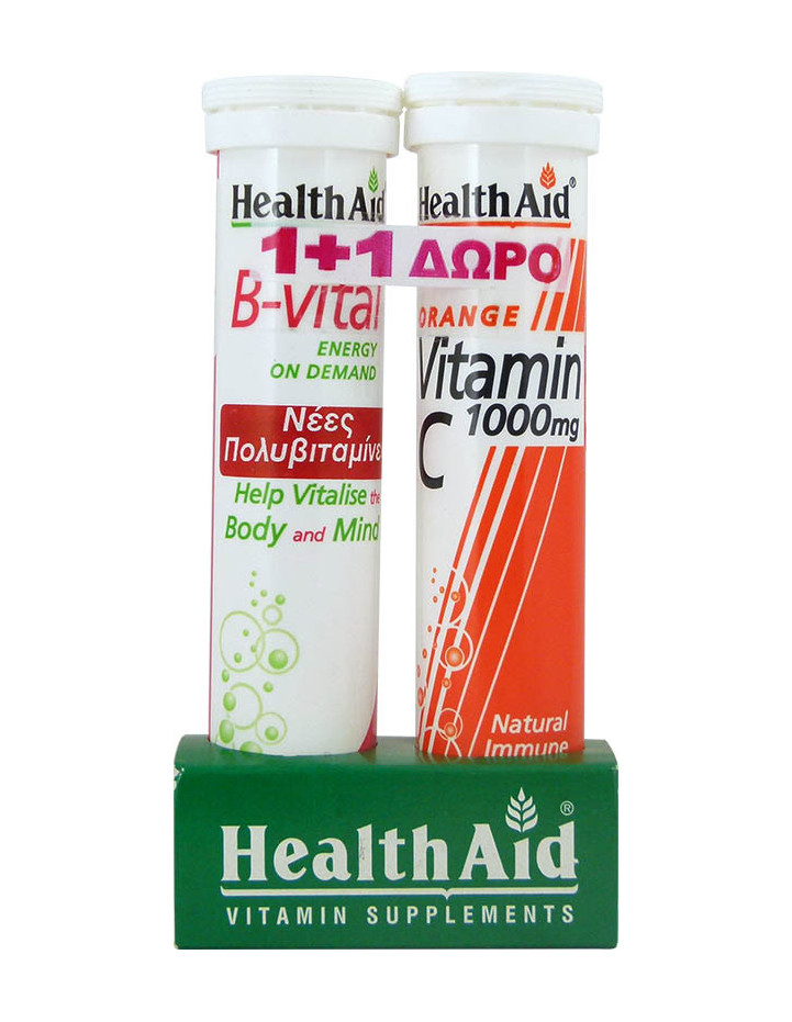 HEALTH AID B Vital Energy On Demand 20 tabs + Vitamin C 1000mg Orange 20 tabs