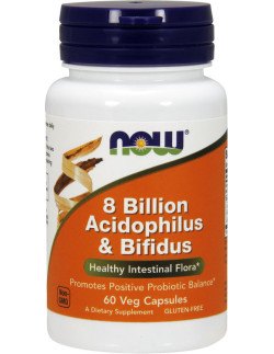 NOW 8 Billion Acidophilus & Bifidus Veg 60 Veg Caps