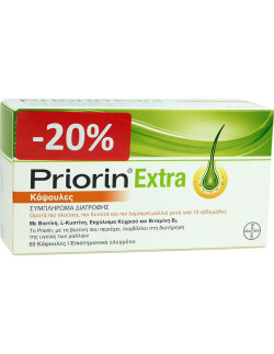 PRIORIN Extra συμπλήρωμα διατροφής για υγεία των Μαλλιών 60 Caps -20%