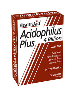 HEALTH AID Acidophilus Plus 4 Billion with FOS, 30 Vegeterian Caps