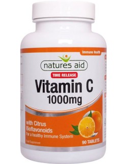 NATURES AID Vitamin C 1000mg, Low Acid with Rosehips & Citrus Bioflavonoids, 90 tabs