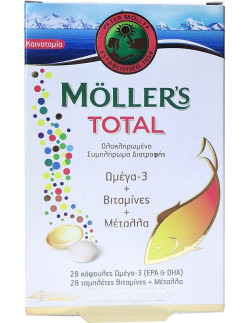 MOLLER'S Total Omega 3, Vitamins & Minerals , 28 caps + 28 tabs