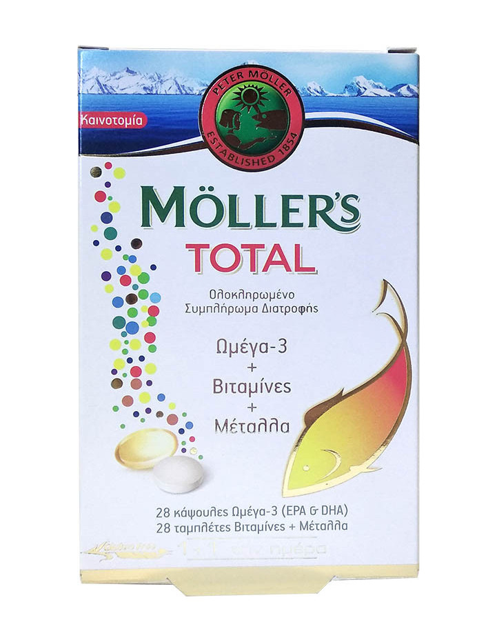 MOLLER'S Total Omega 3, Vitamins & Minerals , 28 caps + 28 tabs