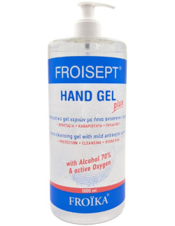 FROIKA Froisept Hand Cleansing Gel Plus με αντλία, 70% οινόπνευμα, 1000ml