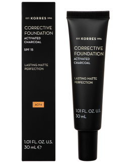 KORRES Corrective Foundation Activated Charcoal SPF15 Lasting Matte Perfection ACF4, 30ml