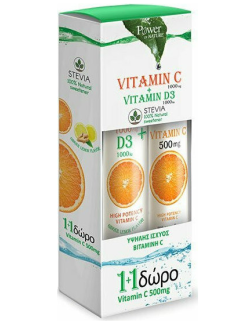 POWER HEALTH Vitamin C 1000mg & D3 1000iu Stevia 24 tabs & Vitamin C 500mg 20 tabs
