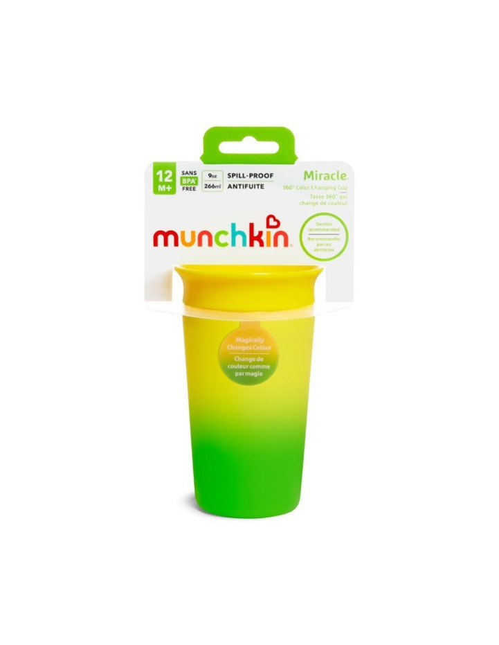 MUNCHKIN Miracle 360° Colour Changing Cup, Yellow-Green 266ml