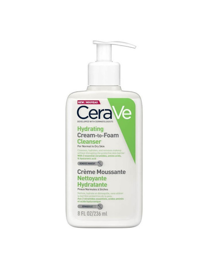CeraVe Hydrating Cream-to-Foam Cleanser for Normal to Dry Skin 236ml
