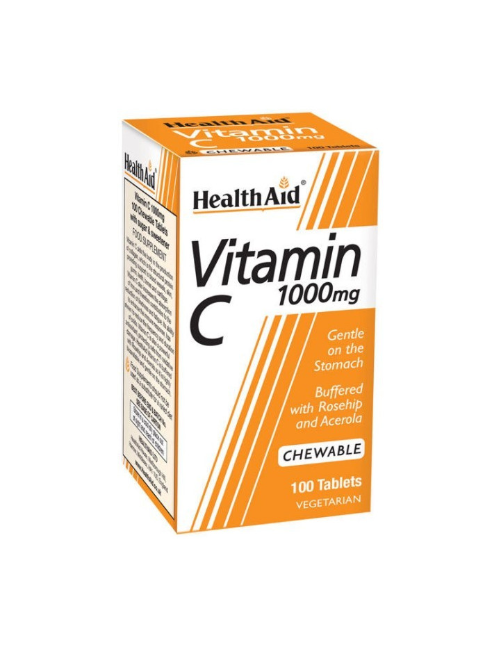 Health Aid Vitamin C 1000mg buffered, 100 Chewable Vegeterian tabs
