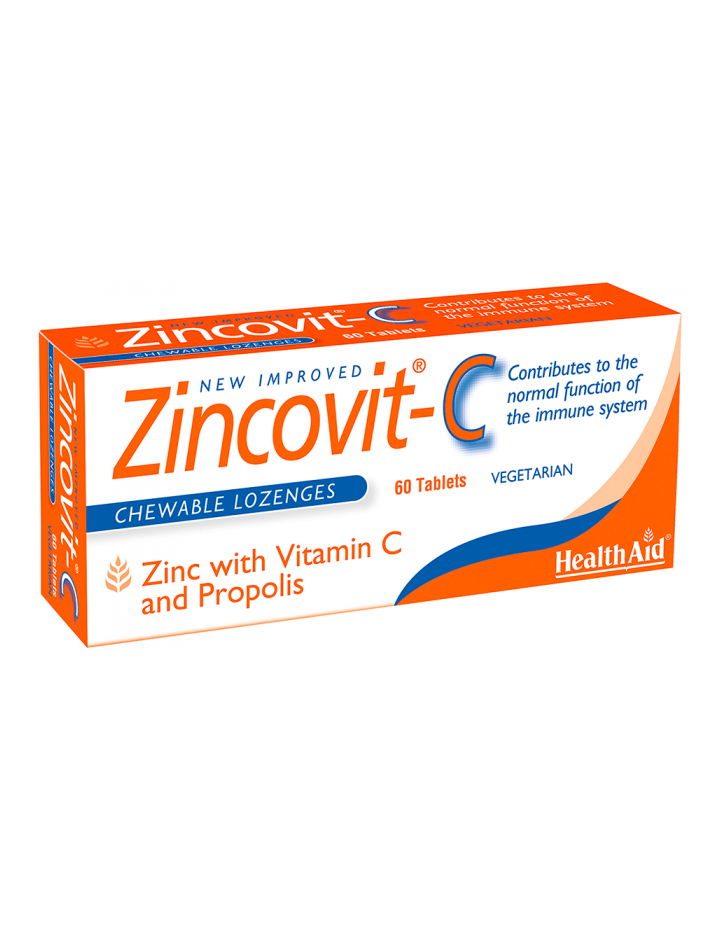 Health Aid Zincovit C, Zinc-Vitamin C-Propolis, 60 Tabs