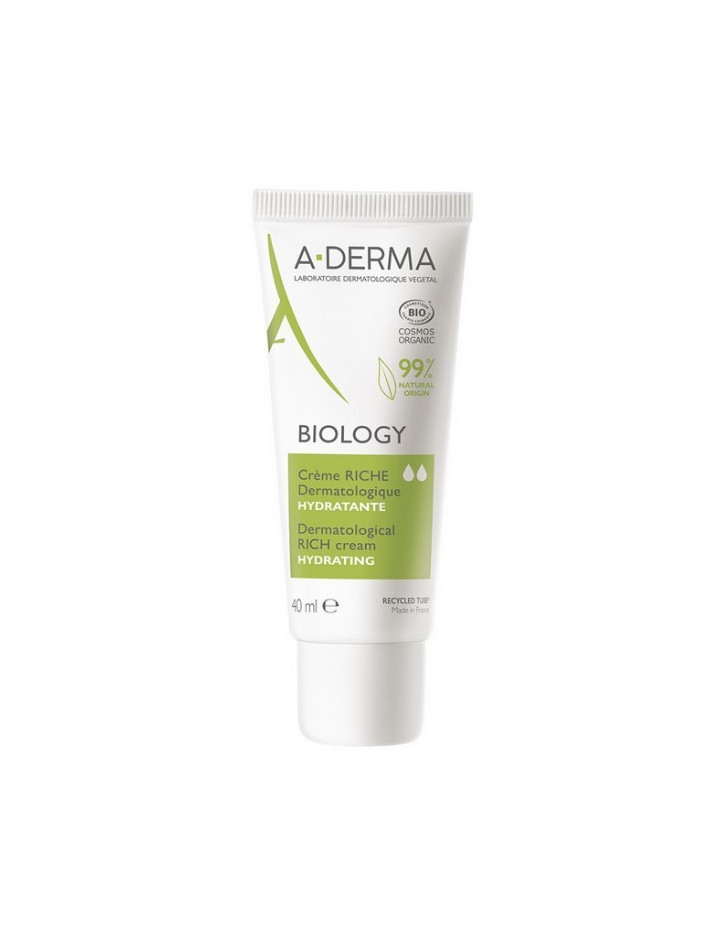 A-Derma Biology Dermatological Riche Cream Hydrating Πλούσια Ενυδατική Κρέμα για το Ξηρό Εύθραυστο Δέρμα 40ml