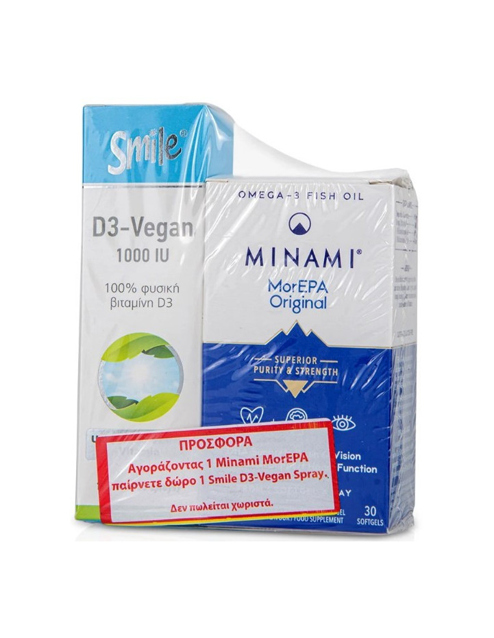 Minami MorEPA Original Omega-3 Fish Oil 30 Softgels & Δώρο AM Health Smile D3 - Vegan 1000iu 12.5ml