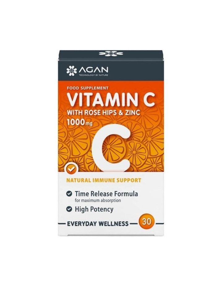 Agan Vitamin C with Rose Hips & Zinc 1000mg 30 Tabs
