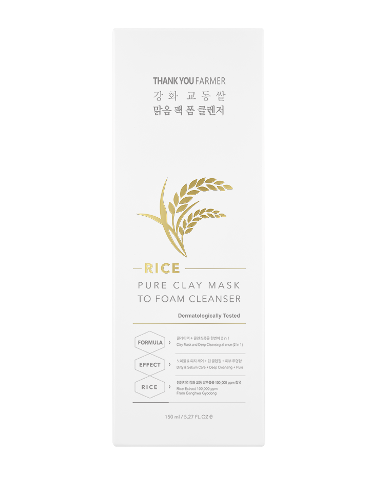 Thank You Farmer Rice Pure Clay Mask To Foam Cleanser 150ml