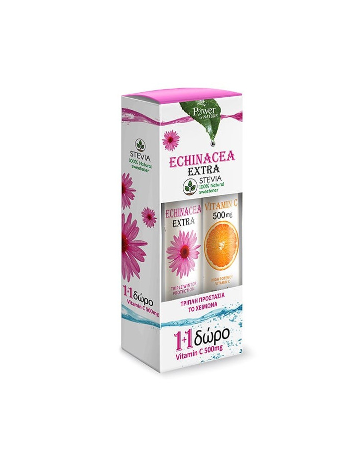 Power Health Echinacea Extra με Στέβια 24 αναβράζοντα δισκία + ΔΩΡΟ Vitamin C 500mg 20 αναβράζοντα δισκία