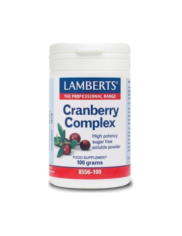 Lamberts Cranberry Complex, Powder 100gr (με βιταμίνη C και φρουκτο-ολιγοσακχαρίτες FOS)