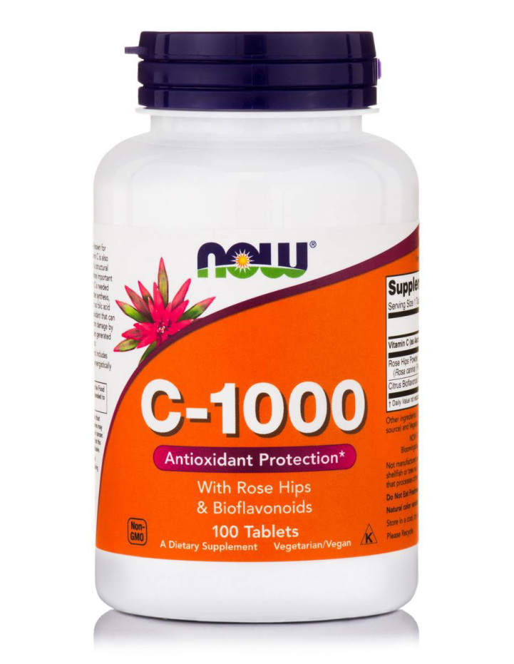 NOW C-1000 with Rose Hips & Bioflavonoids 100 Tabs
